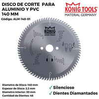 DISCO DE CORTE PARA ALUMINIO Y PVC ALM-140-01