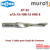 KT-01 FRESA PARA ALUMINIO & PVC Ø12x15x100x12 HSS-E MURAT MAQUINA