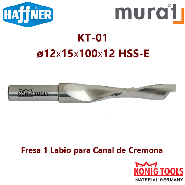 KT-01 FRESA PARA ALUMINIO & PVC Ø12x15x100x12 HSS-E MURAT MAQUINA