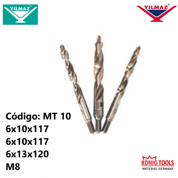 MT 10 BROCA CREMONERA TRIPLE TALADRO PARA YILMAZ