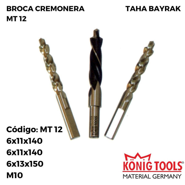 MT 12 BROCA CREMONERA TRIPLE TALADRO PARA TAHA BAYRAK MAQUINA