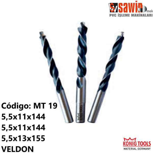 MT 19 BROCA CREMONERA TRIPLE TALADRO PARA SAWIN MAQUINA