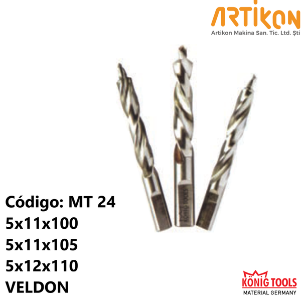 MT 24 BROCA CREMONERA TRIPLE TALADRO PARA ARTIKON & SETINO MAQUINA
