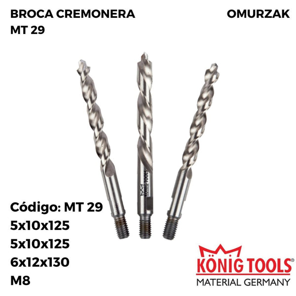 MT 29 BROCA CREMONERA TRIPLE TALADRO PARA OMURZAK MAQUINA