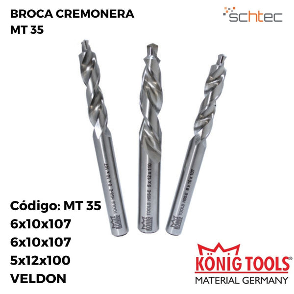 MT 35 BROCA CREMONERA TRIPLE TALADRO PARA SCHTEC MAQUINA